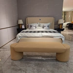 Minimalist Beige Fabric Upholstered Bed Bench